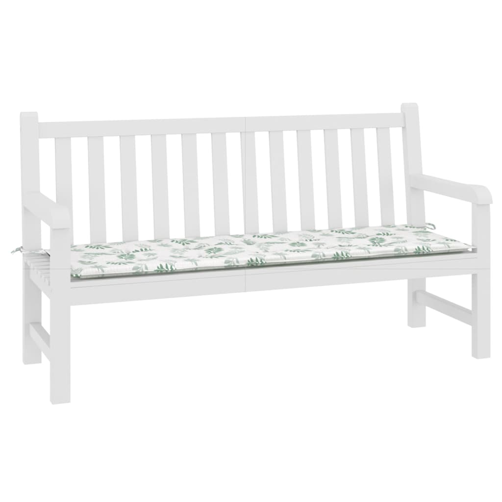 Tuinbankkussen Oxford Stof Bladpatroon Wit En Groen 150 x 50 x 3 cm