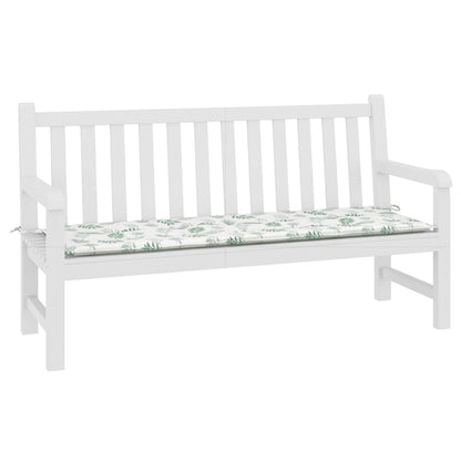 Tuinbankkussen Oxford Stof Bladpatroon Wit En Groen 150 x 50 x 3 cm