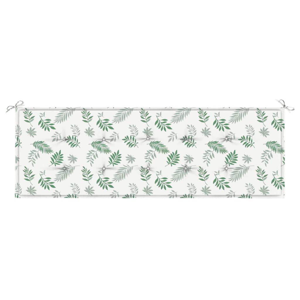 Tuinbankkussen Oxford Stof Bladpatroon Wit En Groen 150 x 50 x 3 cm