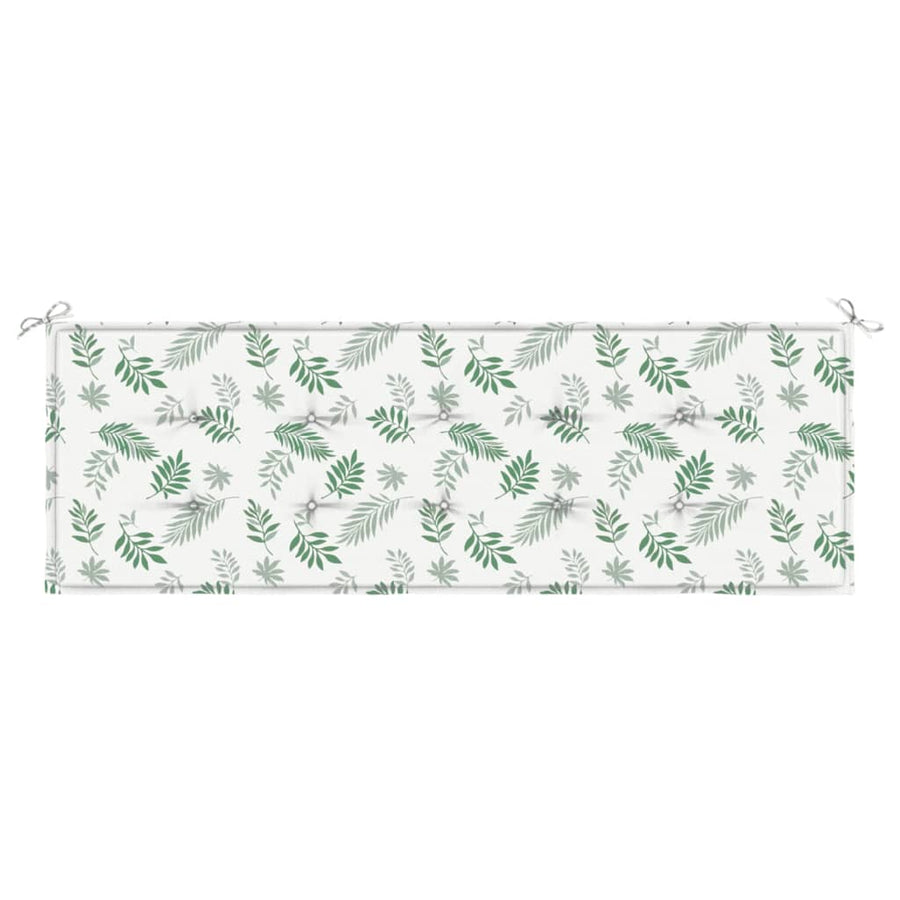 Tuinbankkussen Oxford Stof Bladpatroon Wit En Groen 150 x 50 x 3 cm
