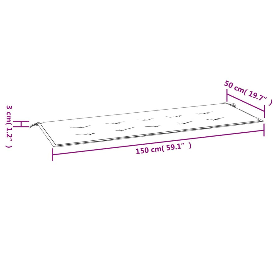 Tuinbankkussen Oxford Stof Bladpatroon Wit En Groen 150 x 50 x 3 cm