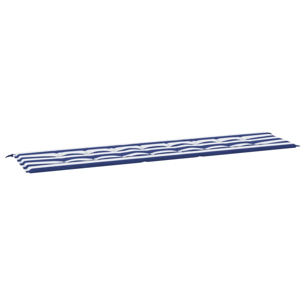 Tuinbankkussen gestreept 200x50x3 cm stof wit en blauw 200 x 50 x 3 cm Blauw en wit