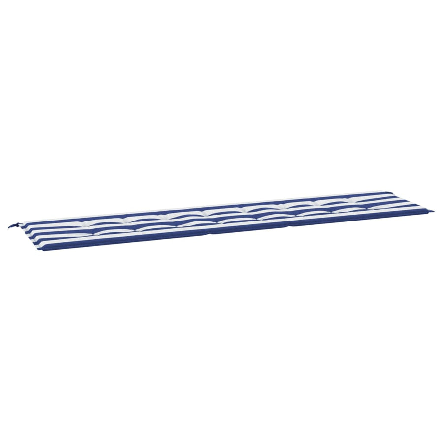 Tuinbankkussen gestreept 200x50x3 cm stof wit en blauw 200 x 50 x 3 cm Blauw en wit