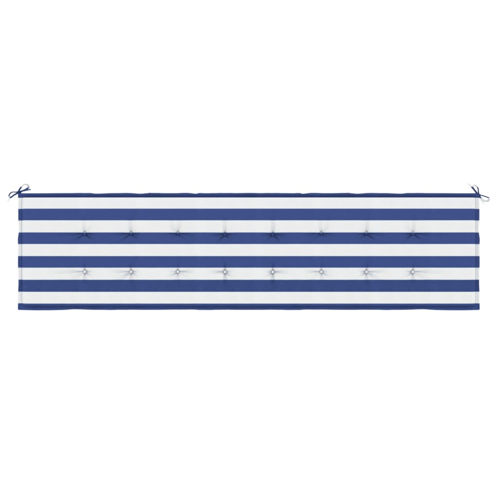 Tuinbankkussen gestreept 200x50x3 cm stof wit en blauw 200 x 50 x 3 cm Blauw en wit