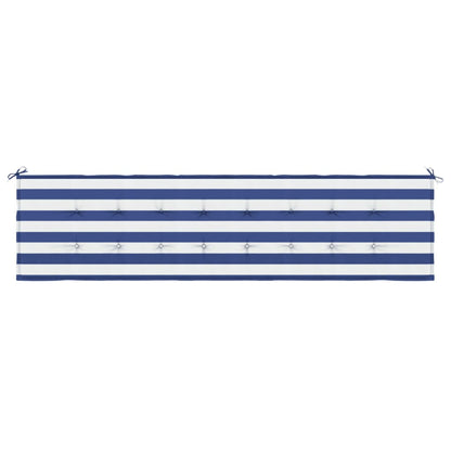 Tuinbankkussen gestreept 200x50x3 cm stof wit en blauw 200 x 50 x 3 cm Blauw en wit