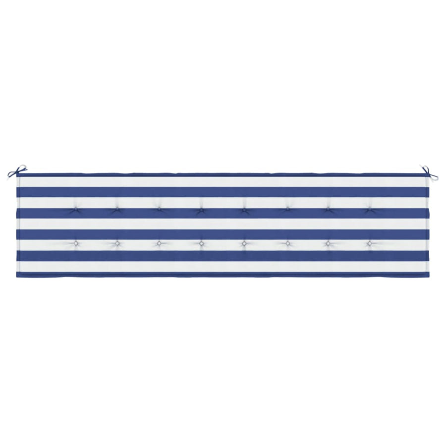 Tuinbankkussen gestreept 200x50x3 cm stof wit en blauw 200 x 50 x 3 cm Blauw en wit