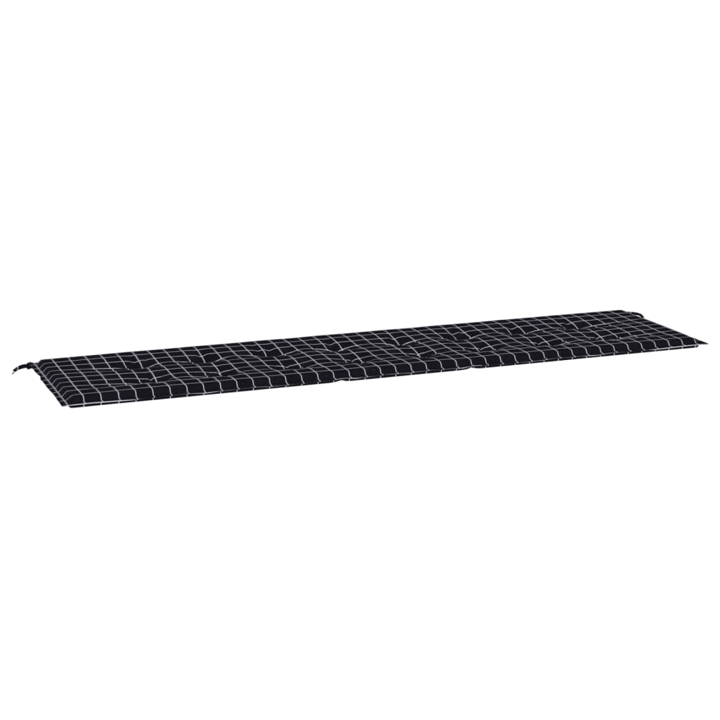 Tuinbankkussen ruitpatroon 150x50x3 cm stof zwart 200 x 50 x 3 cm Zwart en wit