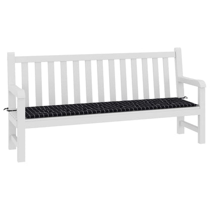 Tuinbankkussen ruitpatroon 150x50x3 cm stof zwart 200 x 50 x 3 cm Zwart en wit