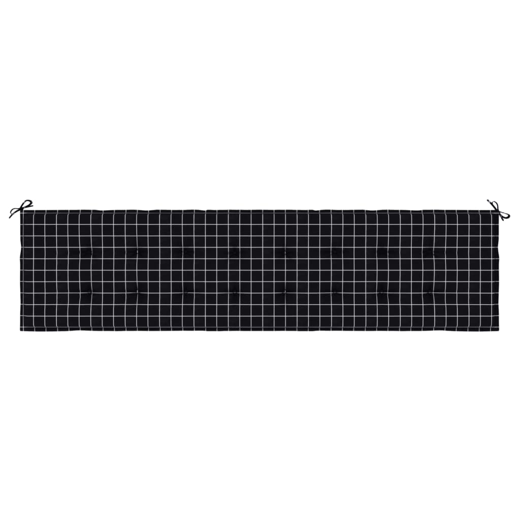 Tuinbankkussen ruitpatroon 150x50x3 cm stof zwart 200 x 50 x 3 cm Zwart en wit