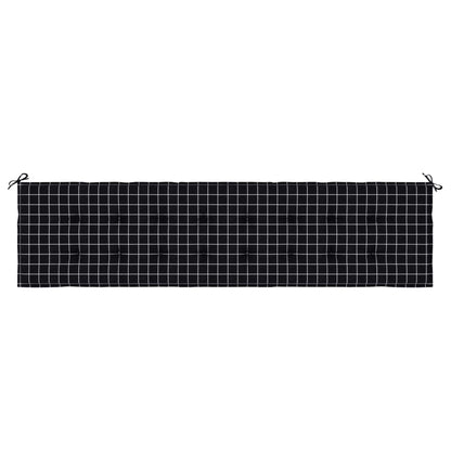 Tuinbankkussen ruitpatroon 150x50x3 cm stof zwart 200 x 50 x 3 cm Zwart en wit
