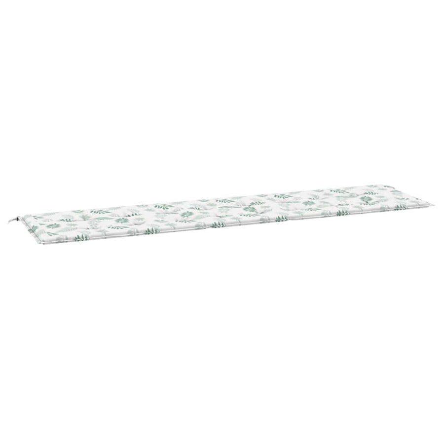Tuinbankkussen Bladpatroon Stof 200 x 50 x 3 cm Wit en groen