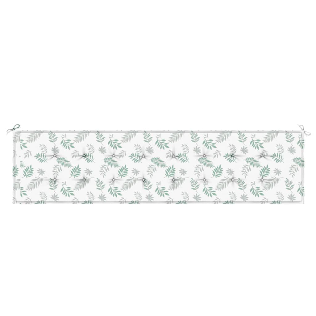 Tuinbankkussen Bladpatroon Stof 200 x 50 x 3 cm Wit en groen