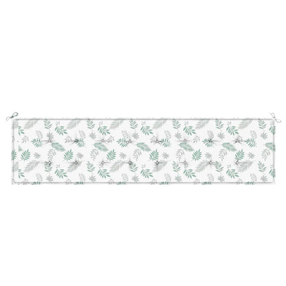 Tuinbankkussen Bladpatroon Stof 200 x 50 x 3 cm Wit en groen