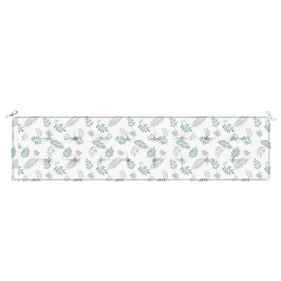 Tuinbankkussen Bladpatroon Stof 200 x 50 x 3 cm Wit en groen