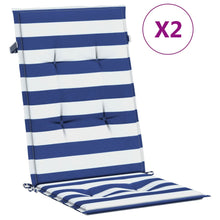 Stoelkussens Hoge Rug Gestreepte Stof En 2 120 x 50 x 3 cm Blauw en wit