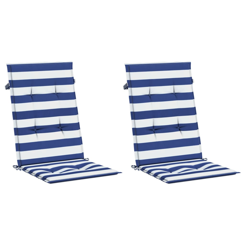 Stoelkussens Hoge Rug Gestreepte Stof En 2 120 x 50 x 3 cm Blauw en wit