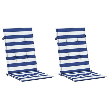 Stoelkussens Hoge Rug Gestreepte Stof En 2 120 x 50 x 3 cm Blauw en wit