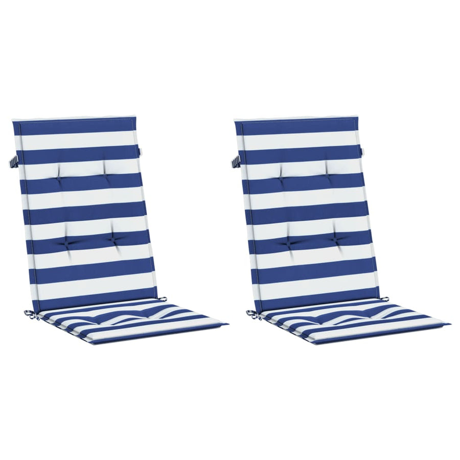 Stoelkussens Hoge Rug Gestreepte Stof En 2 120 x 50 x 3 cm Blauw en wit