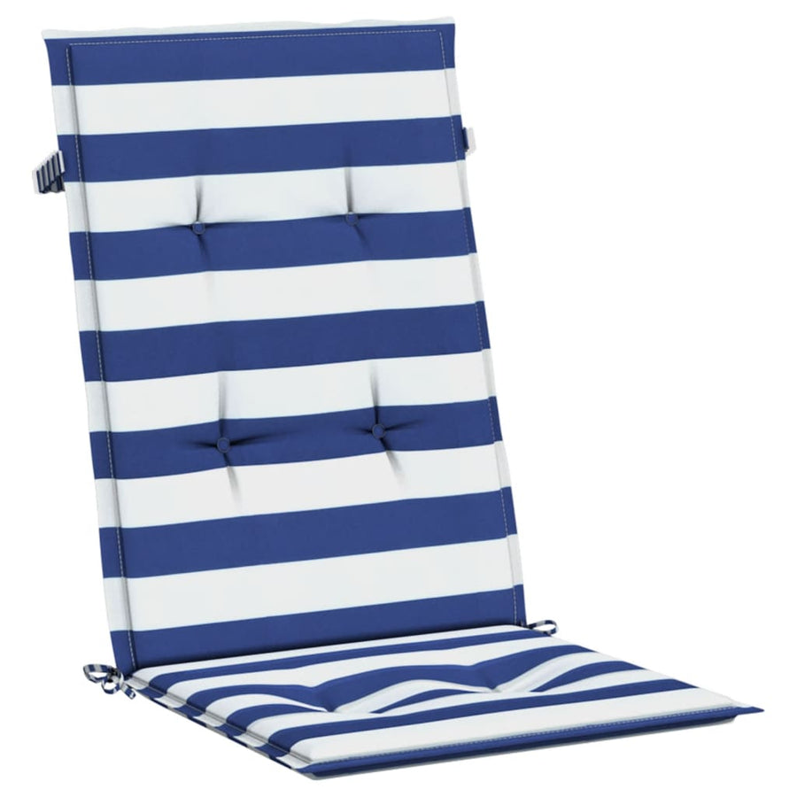 Stoelkussens Hoge Rug Gestreepte Stof En 2 120 x 50 x 3 cm Blauw en wit