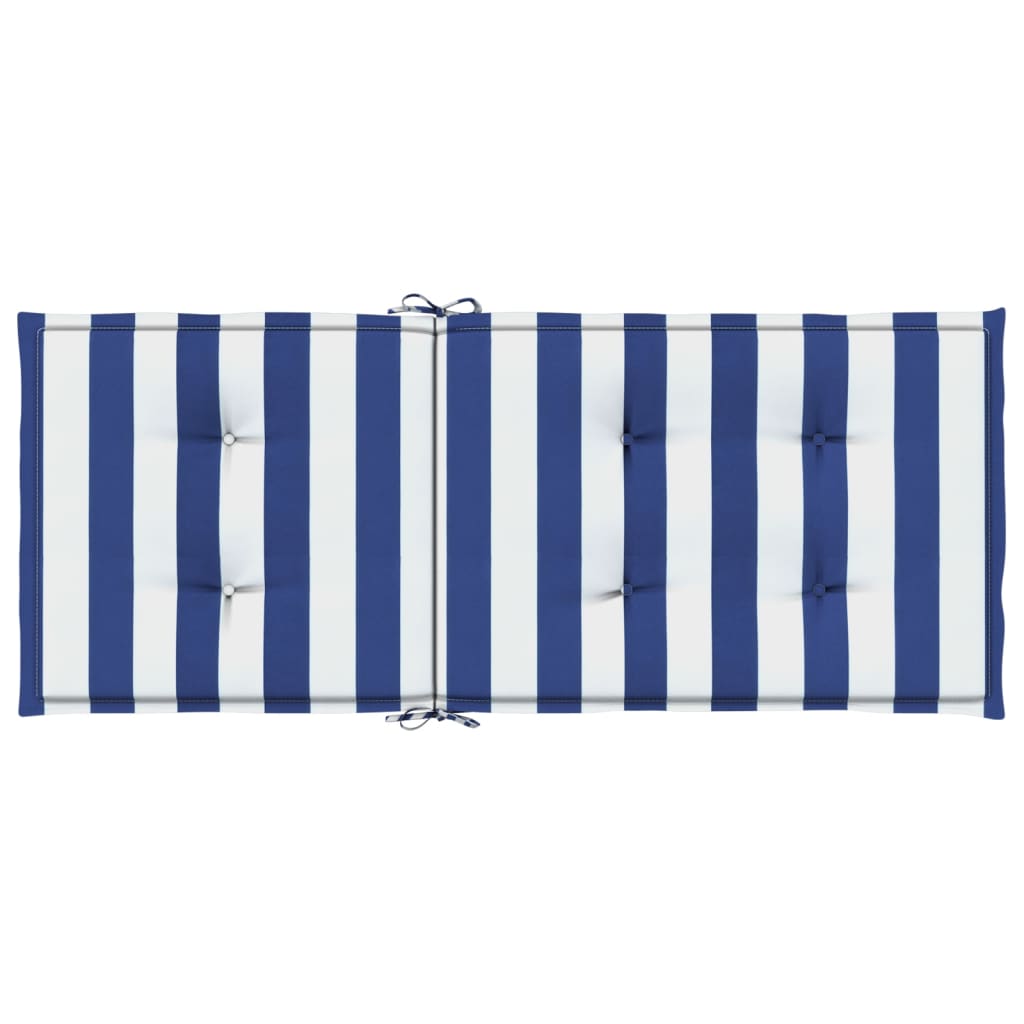 Stoelkussens Hoge Rug Gestreepte Stof En 2 120 x 50 x 3 cm Blauw en wit