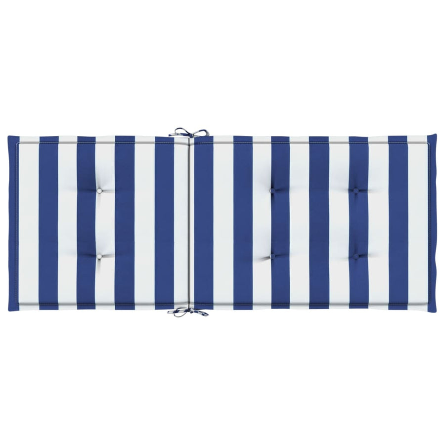 Stoelkussens Hoge Rug Gestreepte Stof En 2 120 x 50 x 3 cm Blauw en wit