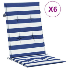 Stoelkussens Hoge Rug Gestreept Stof En 6 120 x 50 x 3 cm Blauw en wit