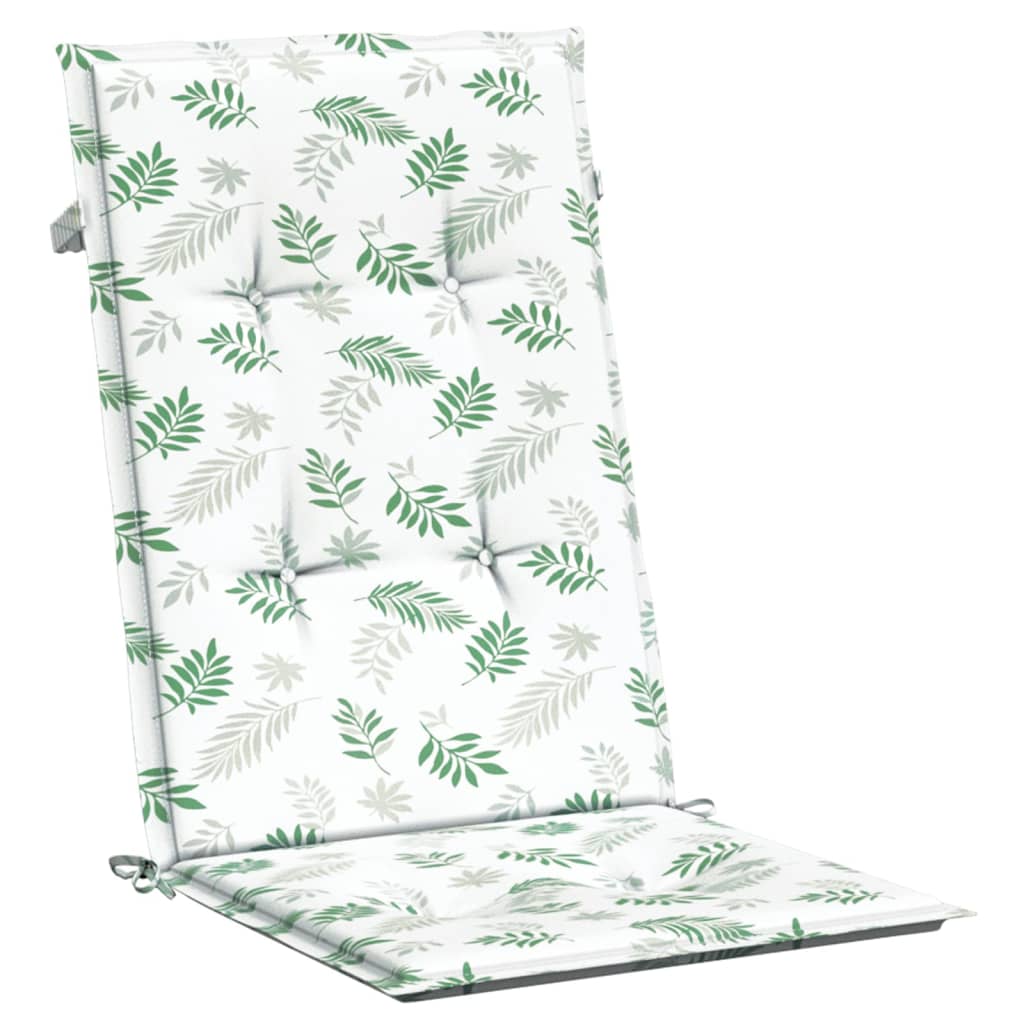Stoelkussens Hoge Rug Bladpatroon Stof Wit En Groen 2