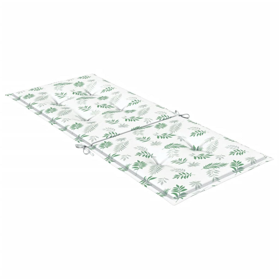 Stoelkussens Hoge Rug Bladpatroon Stof Wit En Groen 2