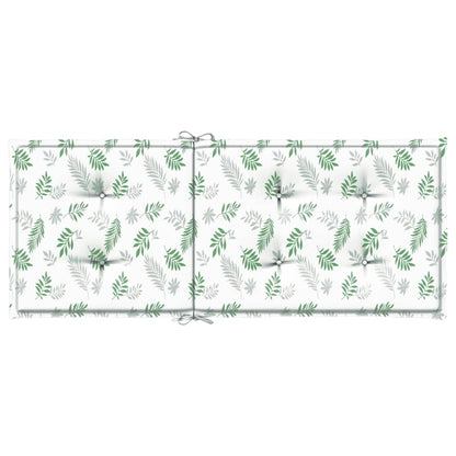 Stoelkussens Hoge Rug Bladpatroon Stof Wit En Groen 4