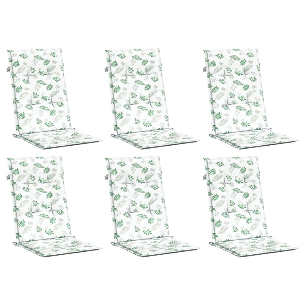 Stoelkussens Hoge Rug Bladpatroon Stof Wit En Groen 6