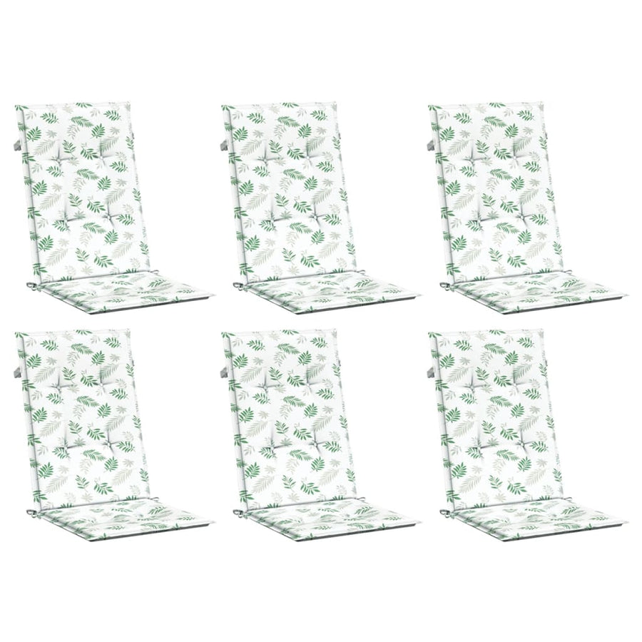 Stoelkussens Hoge Rug Bladpatroon Stof Wit En Groen 6