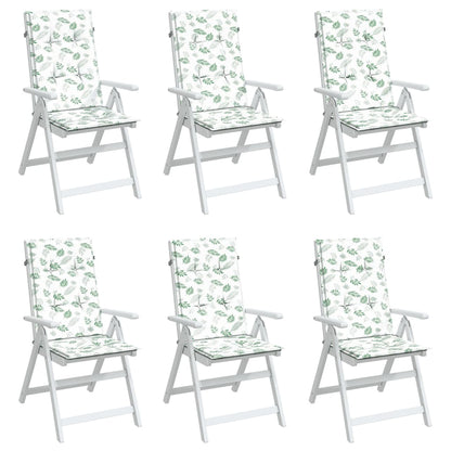 Stoelkussens Hoge Rug Bladpatroon Stof Wit En Groen 6