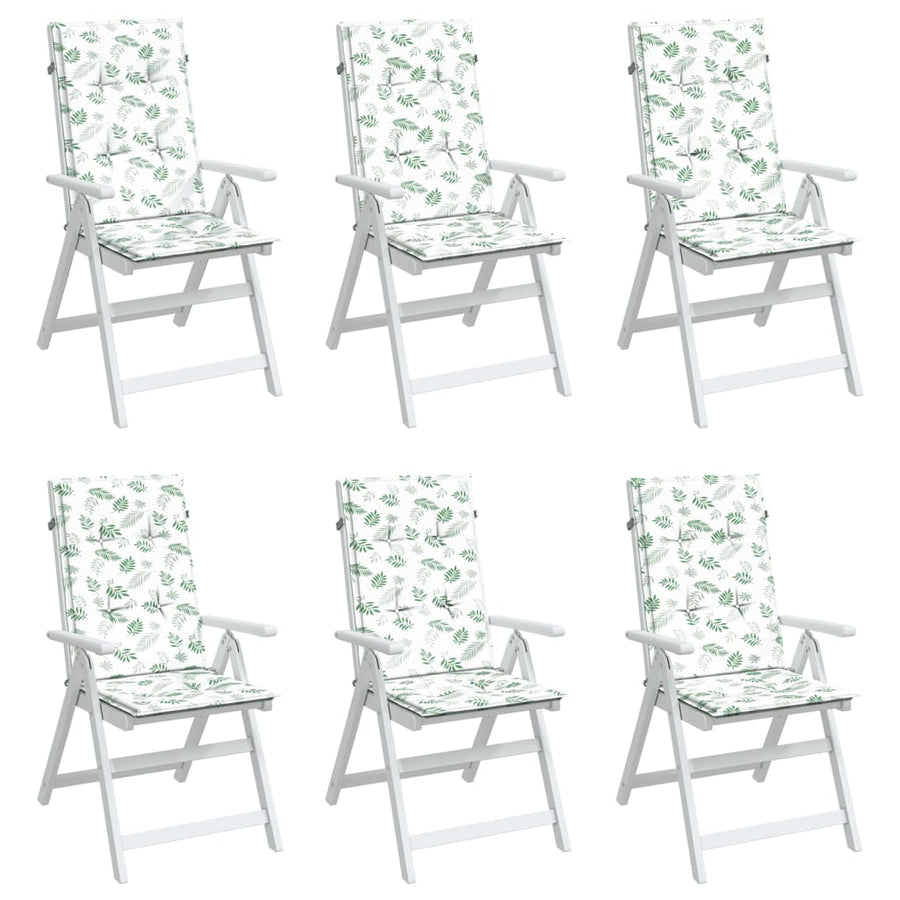 Stoelkussens Hoge Rug Bladpatroon Stof Wit En Groen 6