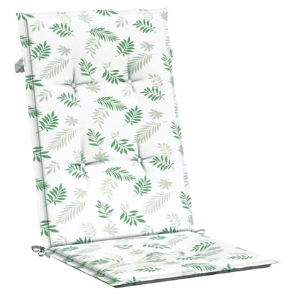 Stoelkussens Hoge Rug Bladpatroon Stof Wit En Groen 6