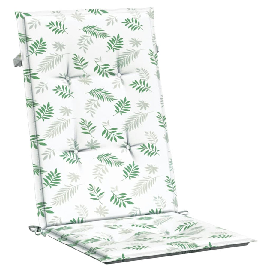 Stoelkussens Hoge Rug Bladpatroon Stof Wit En Groen 6