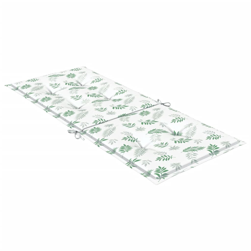 Stoelkussens Hoge Rug Bladpatroon Stof Wit En Groen 6