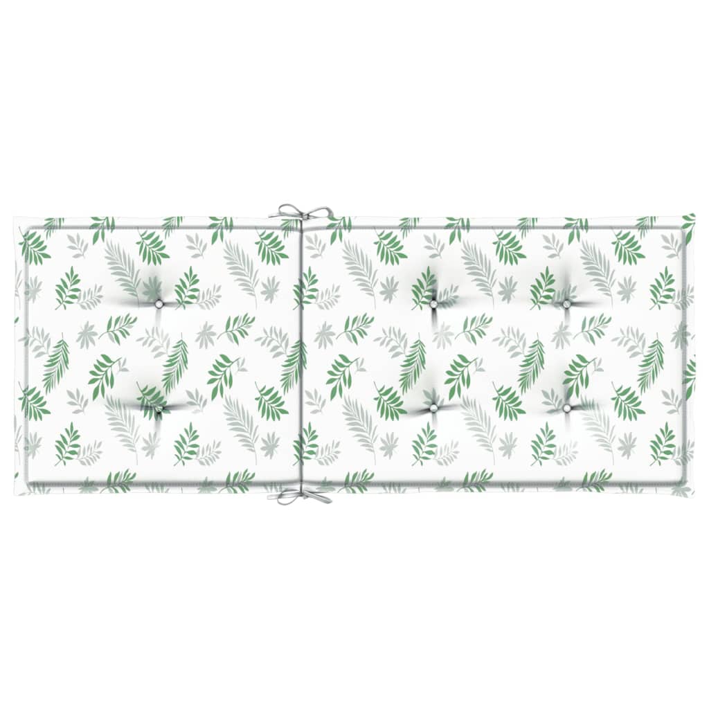 Stoelkussens Hoge Rug Bladpatroon Stof Wit En Groen 6