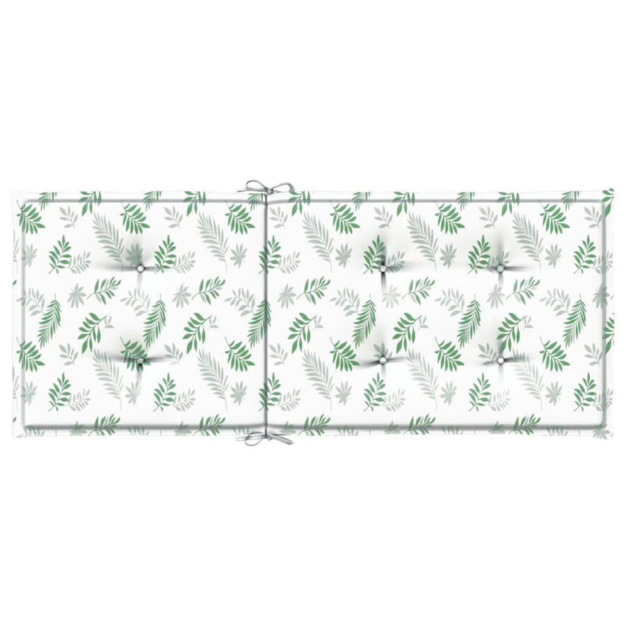 Stoelkussens Hoge Rug Bladpatroon Stof Wit En Groen 6