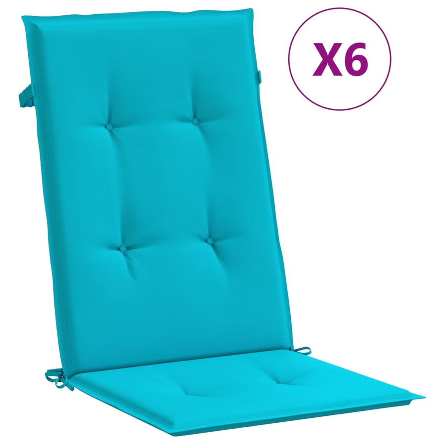 Stoelkussens Hoge Rugleuning Stof 6 120 x 50 x 3 cm Turquoise