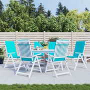 Stoelkussens hoge rugleuning 6 stuks turquoise 120x50x3 cm
