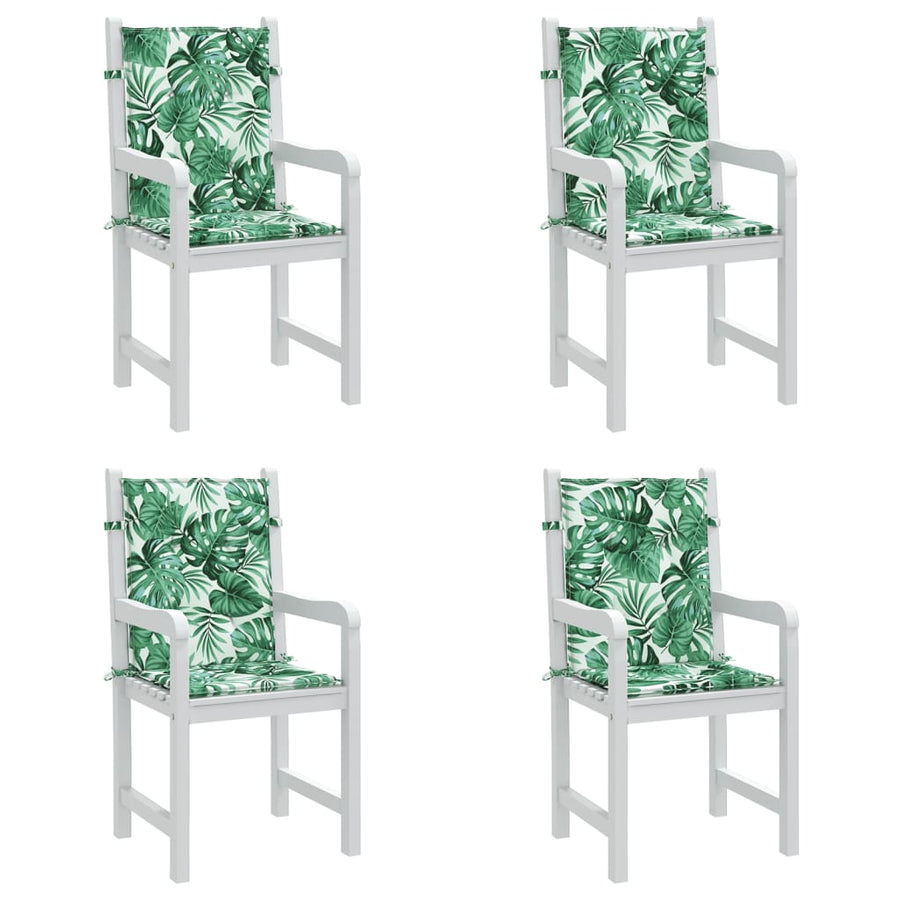 Stoelkussens 4 St Lage Rug Bladpatroon Stof Bladpatroon