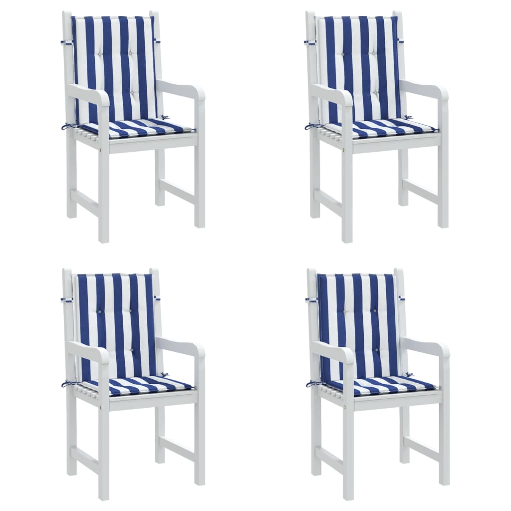 Stoelkussens Lage Rug Gestreept Stof En 4 100 x 50 x 4 cm Blauw en wit