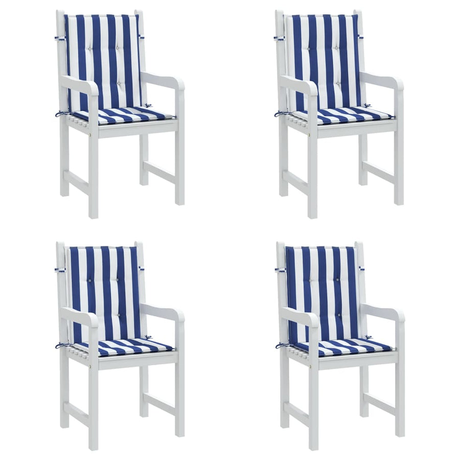 Stoelkussens Lage Rug Gestreept Stof En 4 100 x 50 x 4 cm Blauw en wit