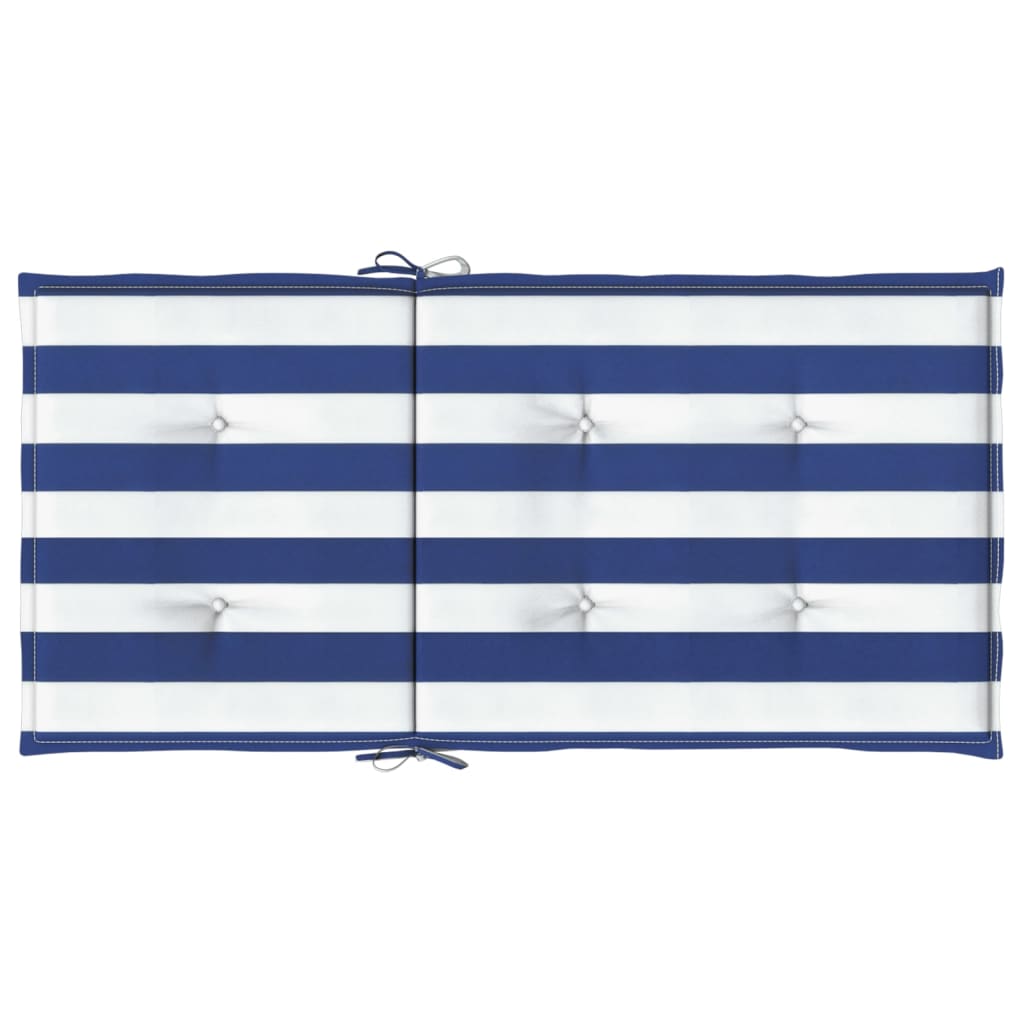 Stoelkussens Lage Rug Gestreept Stof En 4 100 x 50 x 4 cm Blauw en wit