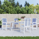 Stoelkussens 4 st 100x50x4 cm wit blauw gestreept