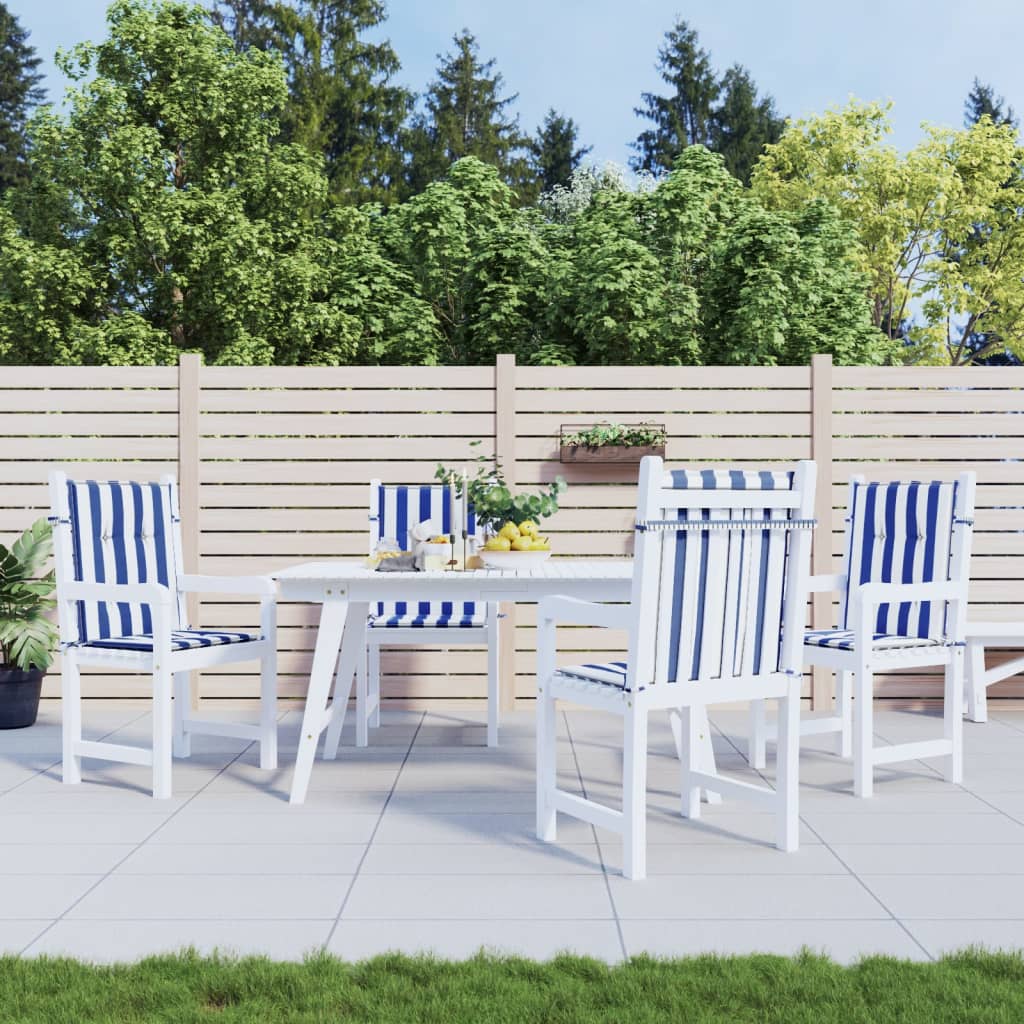 Stoelkussens Lage Rug Gestreept Stof En 4 100 x 50 x 4 cm Blauw en wit