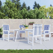 Stoelkussens 4 st 100x50x4 cm wit blauw gestreept