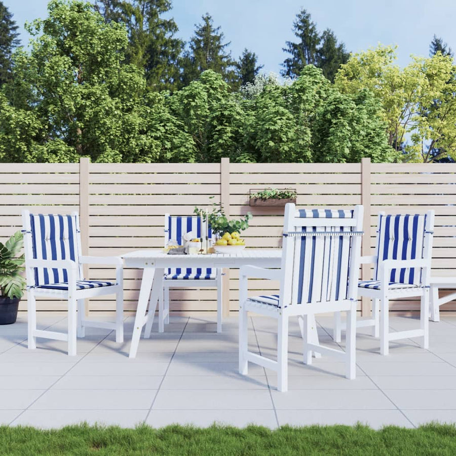 Stoelkussens Lage Rug Gestreept Stof En 4 100 x 50 x 4 cm Blauw en wit