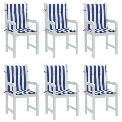 Stoelkussens Lage Rug Gestreept Stof En 6 100 x 50 x 4 cm Blauw en wit