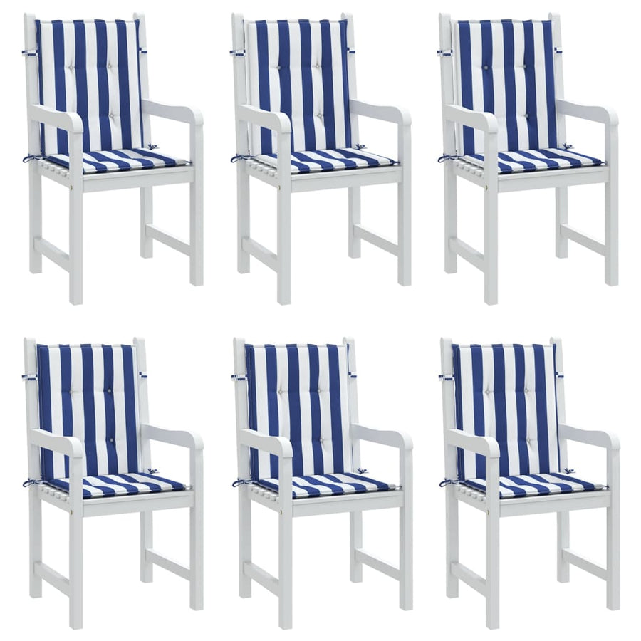 Stoelkussens Lage Rug Gestreept Stof En 6 100 x 50 x 4 cm Blauw en wit